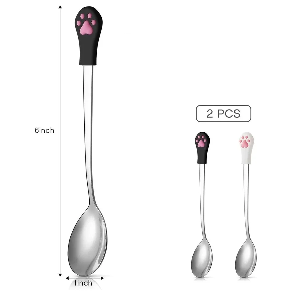 NWT Patelai Dog & Cat Wet Food Can Spoon Set 2Pc Stainless Steel Paw Scoop